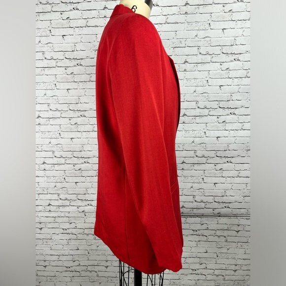 Vintage red elongated 10% wool blazer with 2 pockets & shoulder pads size: 5/6 - Picture 5 of 12
